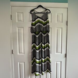 Stylish Green and Black Chevron Maxi Dress